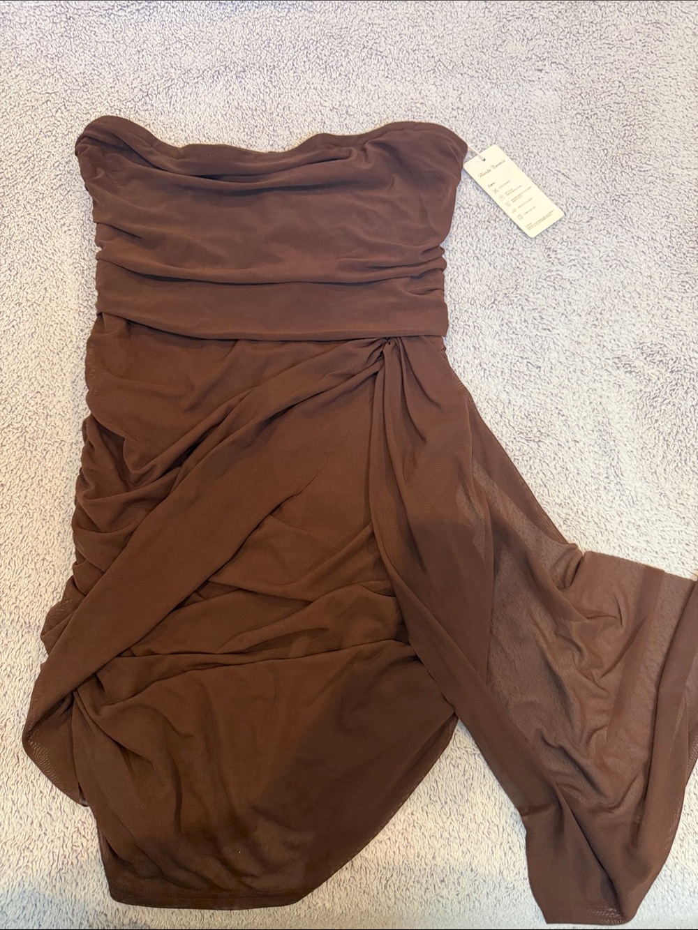 🤎 ALENDA DANMOS STRAPLESS RUCHED DRESS